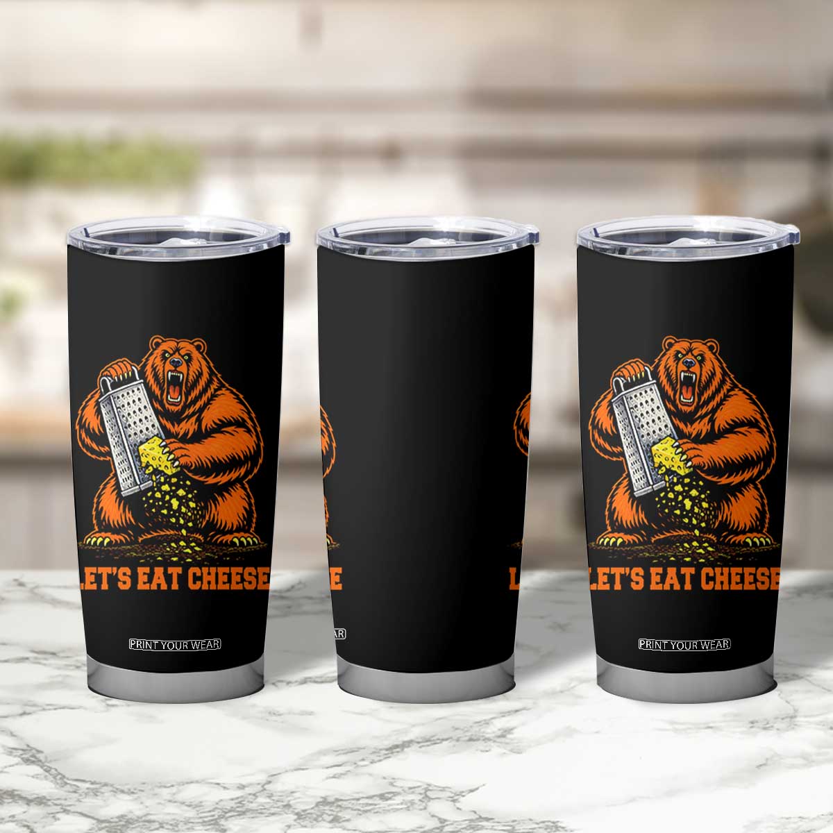 Angry Bear Grating Let's Eat Cheese Tumbler Cup CFB Game Day Sport Fan TS10 Print Your Wear