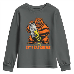Angry Bear Grating Let's Eat Cheese Youth Sweatshirt CFB Game Day Sport Fan TS10 Dark Heather Print Your Wear