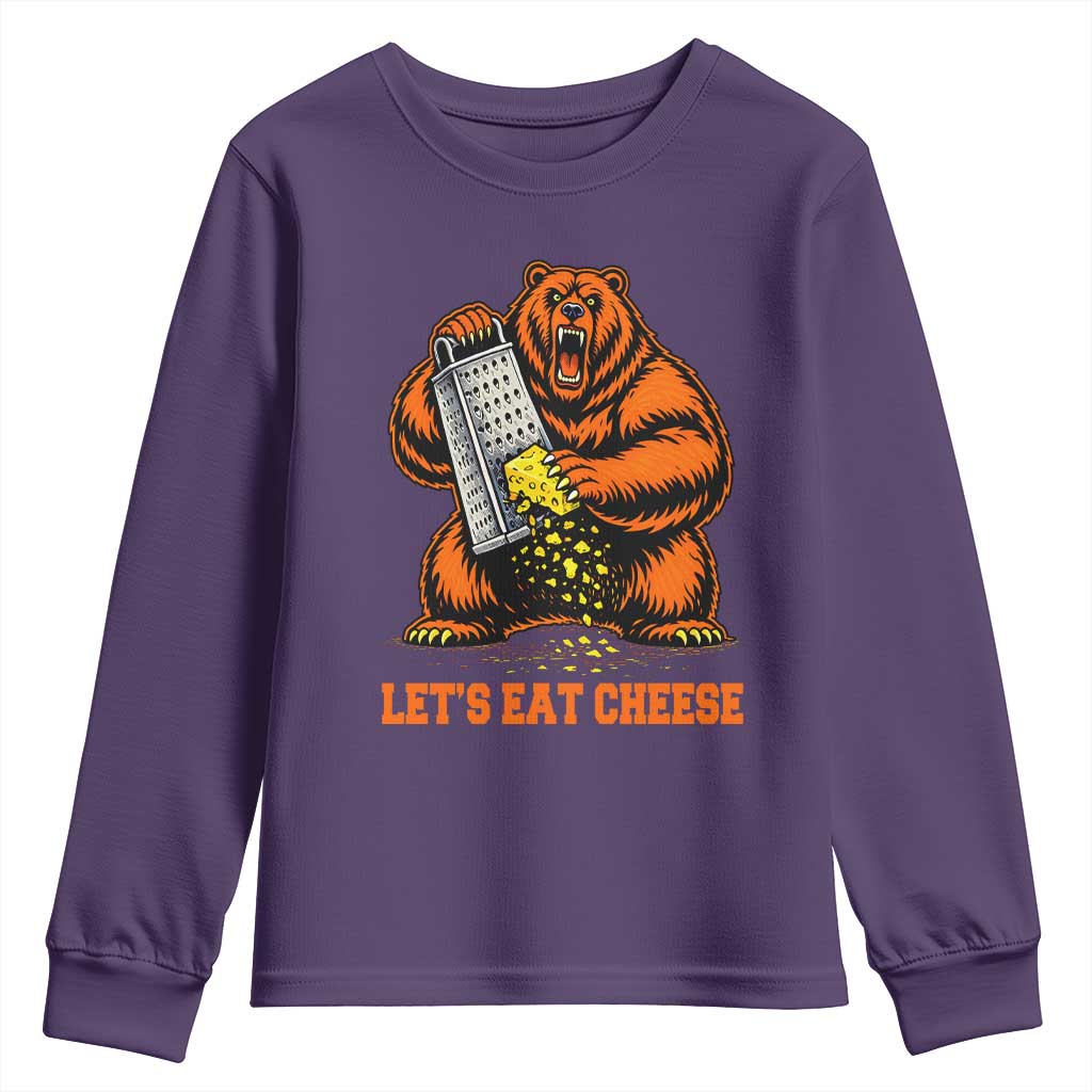 Angry Bear Grating Let's Eat Cheese Youth Sweatshirt CFB Game Day Sport Fan TS10 Purple Print Your Wear
