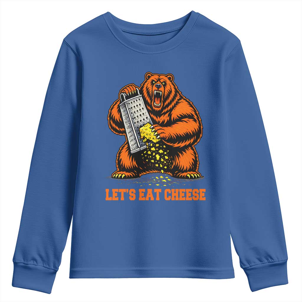 Angry Bear Grating Let's Eat Cheese Youth Sweatshirt CFB Game Day Sport Fan TS10 Royal Blue Print Your Wear
