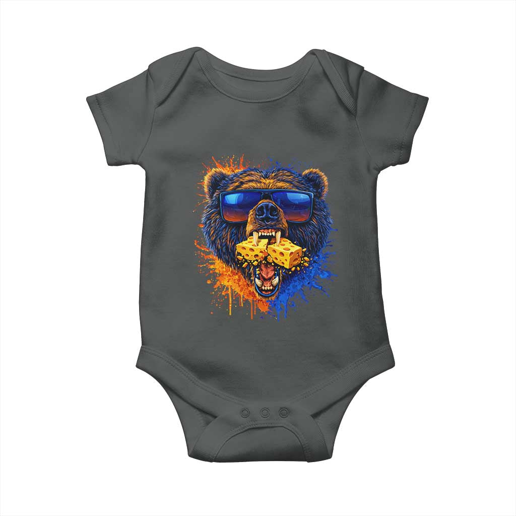 Angry Bear Lets Eat Cheese Baby Onesie CFB Game Day Sport Fan TS10 Dark Heather Print Your Wear