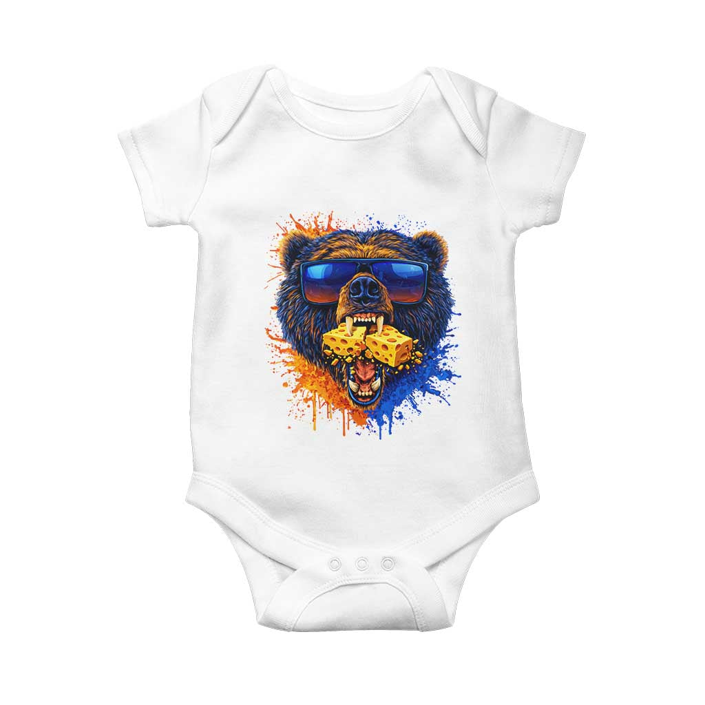 Angry Bear Lets Eat Cheese Baby Onesie CFB Game Day Sport Fan TS10 White Print Your Wear