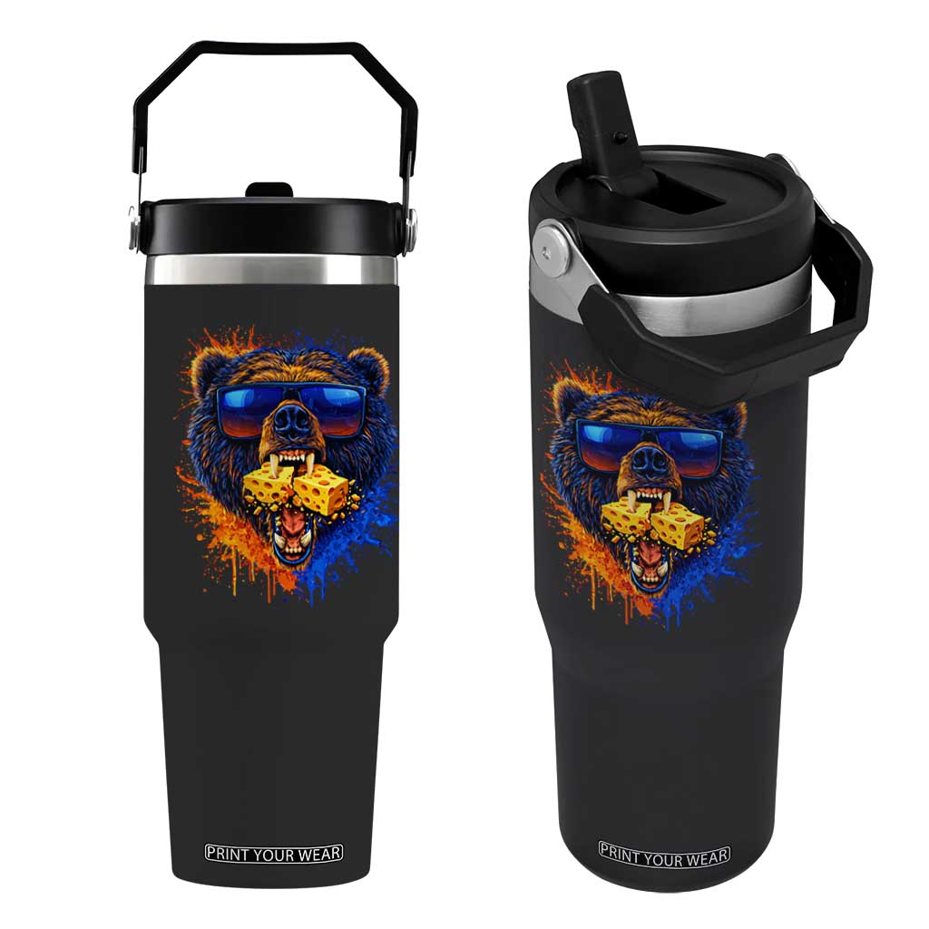 Angry Bear Lets Eat Cheese Flip Straw Tumbler CFB Game Day Sport Fan TS10 One Size: 30 oz Black Print Your Wear