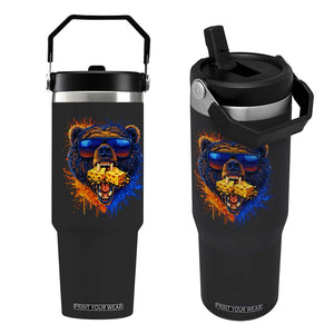 Angry Bear Lets Eat Cheese Flip Straw Tumbler CFB Game Day Sport Fan TS10 One Size: 30 oz Black Print Your Wear