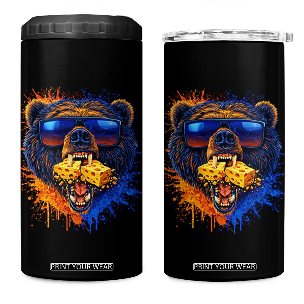 Angry Bear Lets Eat Cheese 4 in 1 Can Cooler Tumbler CFB Game Day Sport Fan TS10 One Size: 16 oz Black Print Your Wear