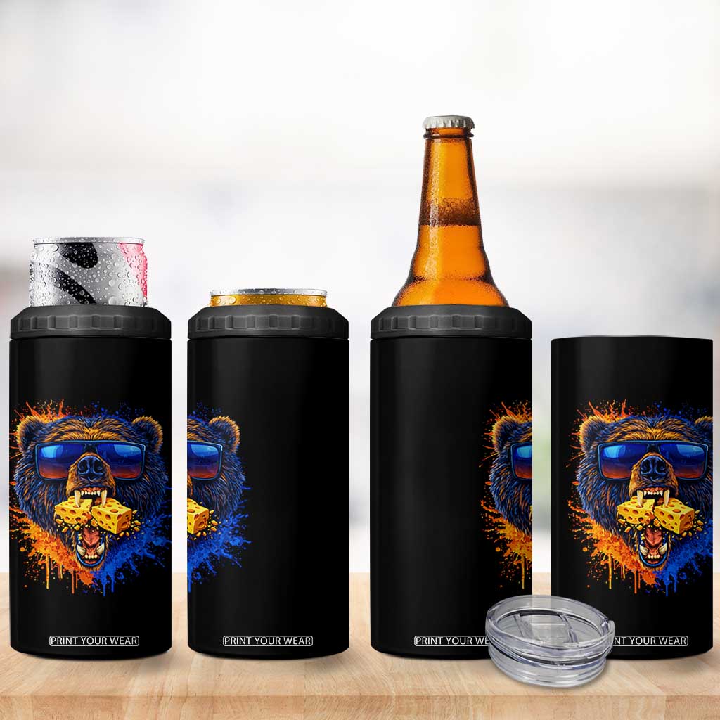 Angry Bear Lets Eat Cheese 4 in 1 Can Cooler Tumbler CFB Game Day Sport Fan TS10 Print Your Wear