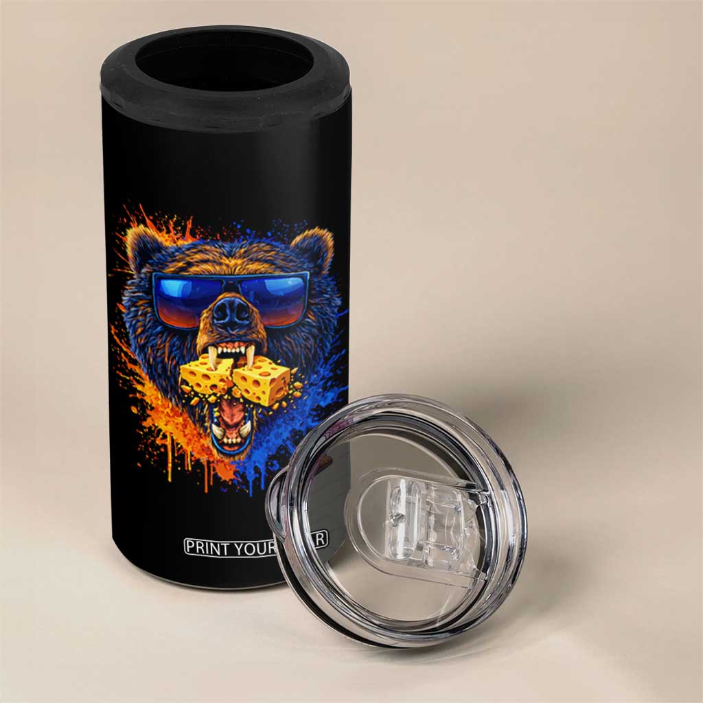 Angry Bear Lets Eat Cheese 4 in 1 Can Cooler Tumbler CFB Game Day Sport Fan TS10 Print Your Wear