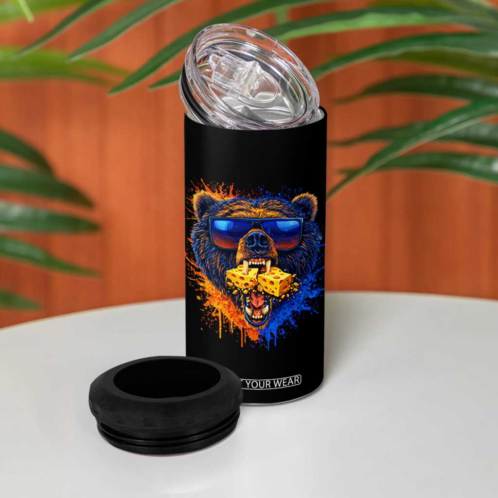 Angry Bear Lets Eat Cheese 4 in 1 Can Cooler Tumbler CFB Game Day Sport Fan TS10 Print Your Wear