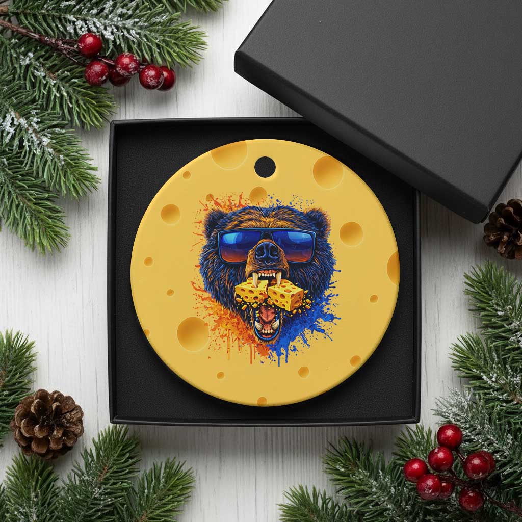 Angry Bear Lets Eat Cheese Ceramic Ornament CFB Game Day Sport Fan TS10 1pc Yellow Cheese Print Your Wear