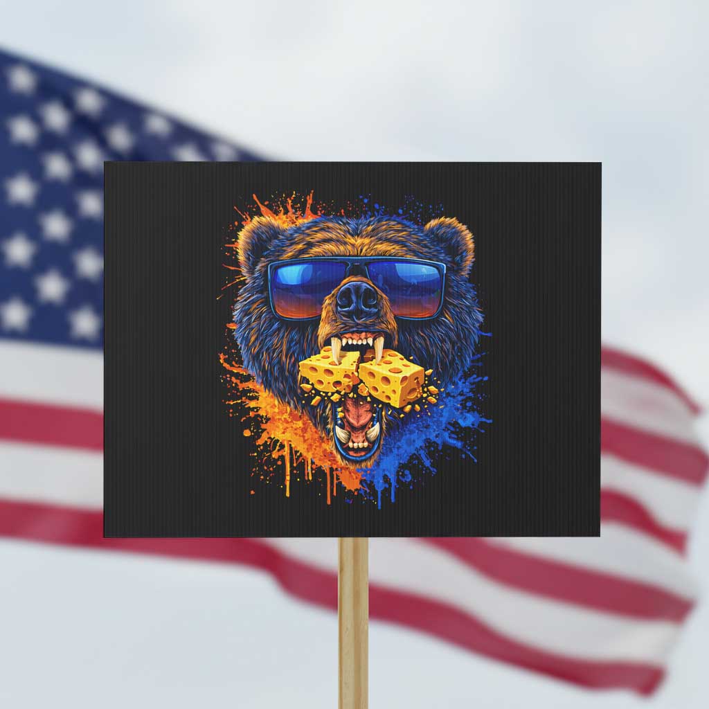 Angry Bear Lets Eat Cheese Protest Sign CFB Game Day Sport Fan TS10 Horizontal 18