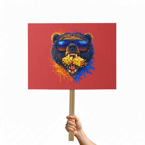 Angry Bear Lets Eat Cheese Protest Sign CFB Game Day Sport Fan TS10 Horizontal 18" × 24" Red Print Your Wear