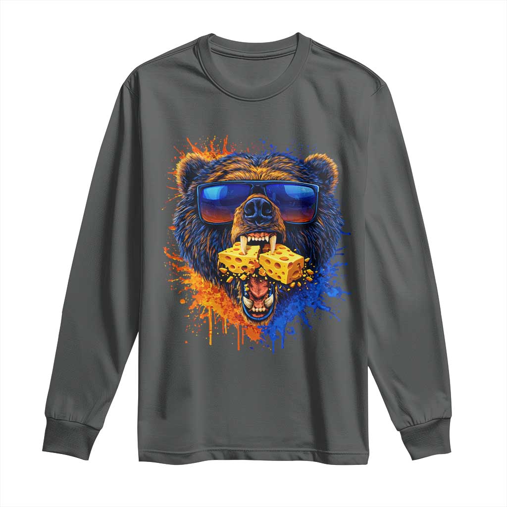 Angry Bear Lets Eat Cheese Long Sleeve Shirt CFB Game Day Sport Fan TS10 Dark Heather Print Your Wear