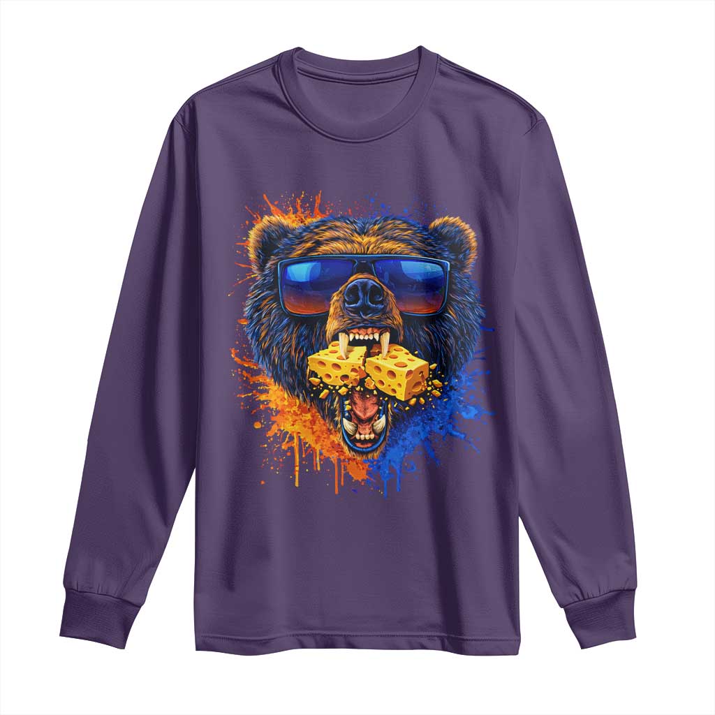 Angry Bear Lets Eat Cheese Long Sleeve Shirt CFB Game Day Sport Fan TS10 Purple Print Your Wear
