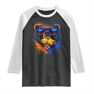 Angry Bear Lets Eat Cheese Raglan Shirt CFB Game Day Sport Fan TS10 Black White Print Your Wear