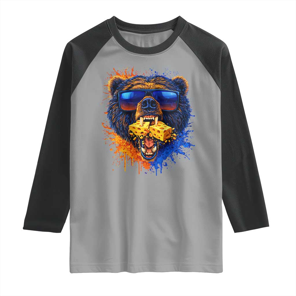 Angry Bear Lets Eat Cheese Raglan Shirt CFB Game Day Sport Fan TS10 Sport Gray Black Print Your Wear