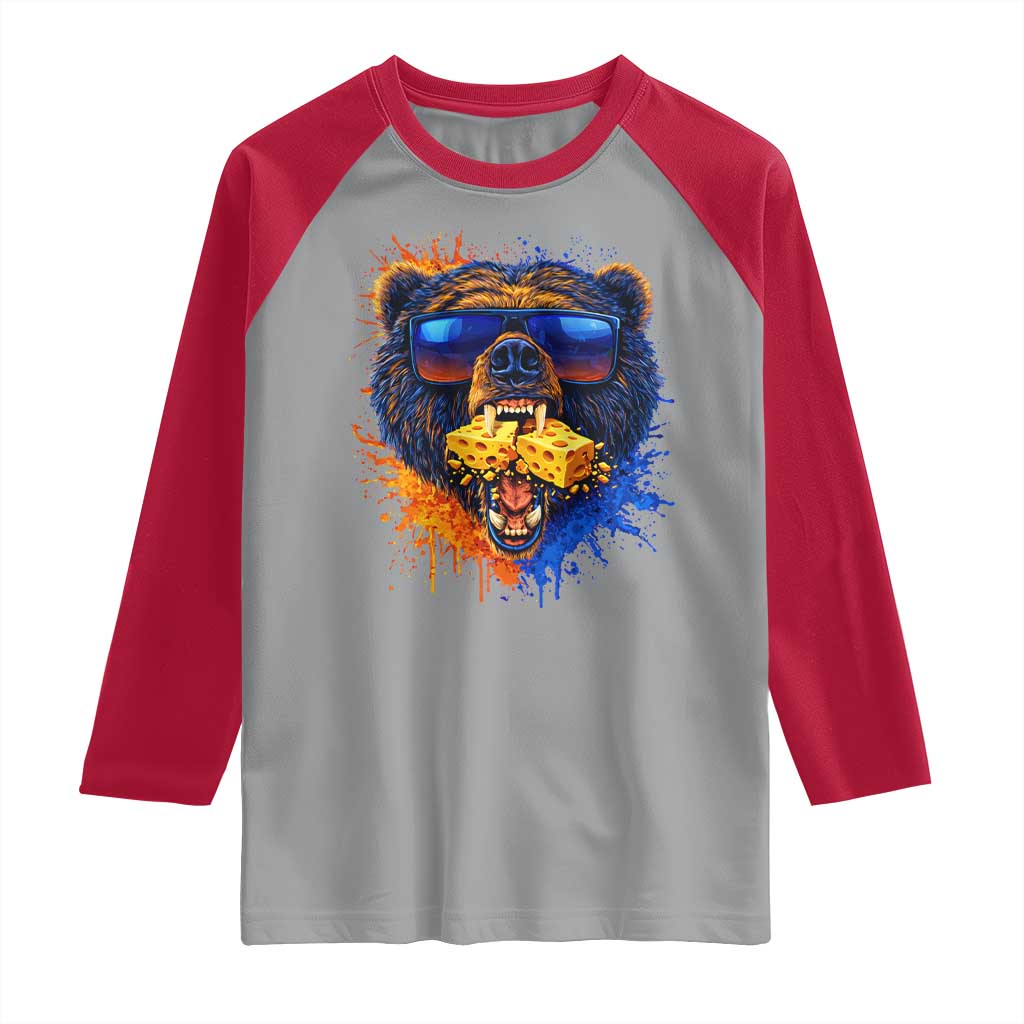 Angry Bear Lets Eat Cheese Raglan Shirt CFB Game Day Sport Fan TS10 Sport Gray Red Print Your Wear