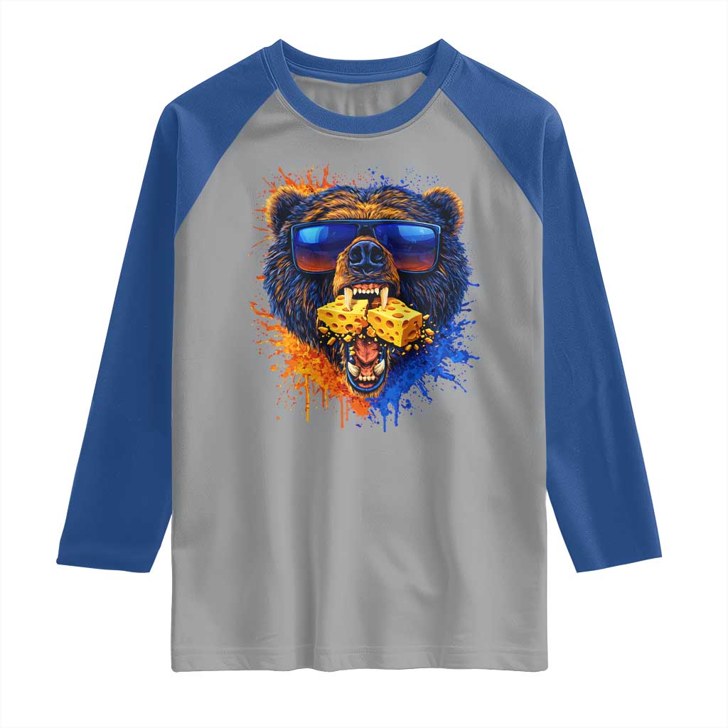 Angry Bear Lets Eat Cheese Raglan Shirt CFB Game Day Sport Fan TS10 Sport Gray Royal Print Your Wear