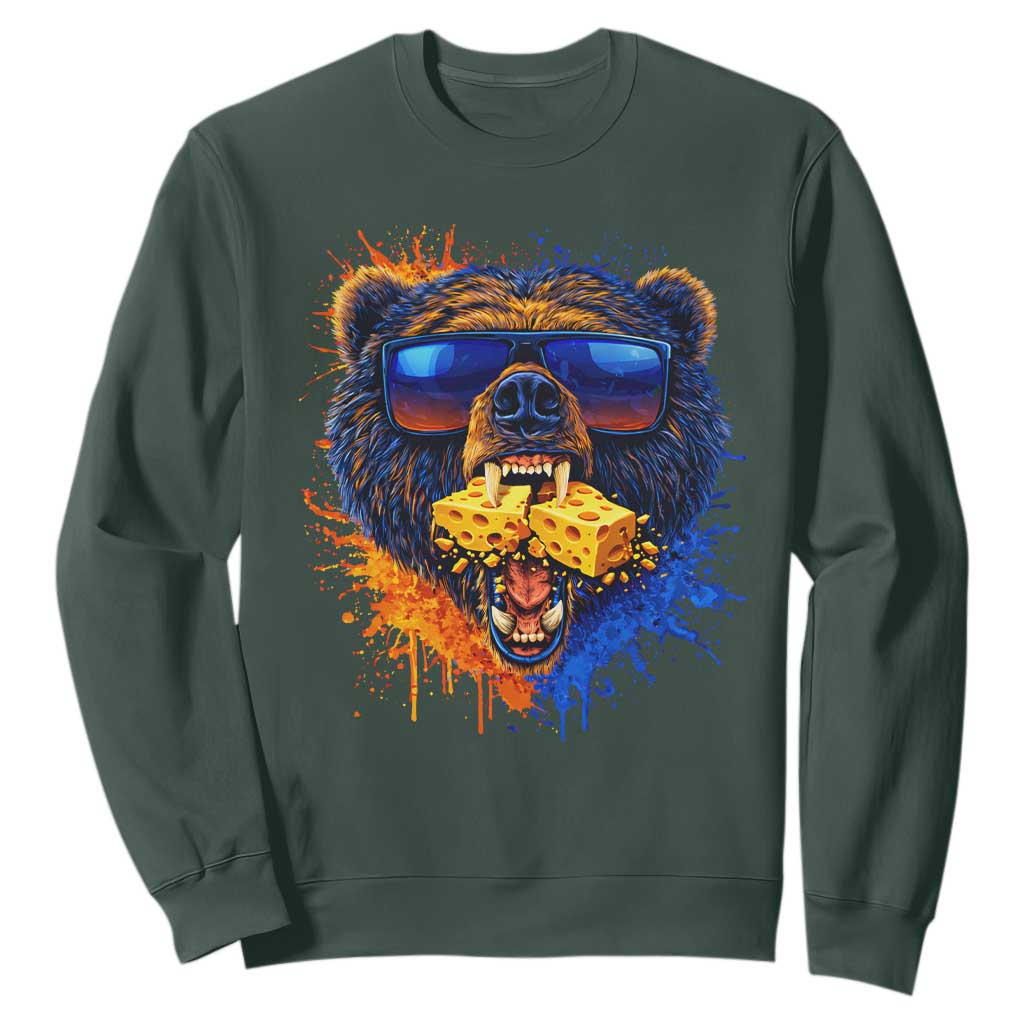 Angry Bear Lets Eat Cheese Sweatshirt CFB Game Day Sport Fan TS10 Dark Forest Green Print Your Wear