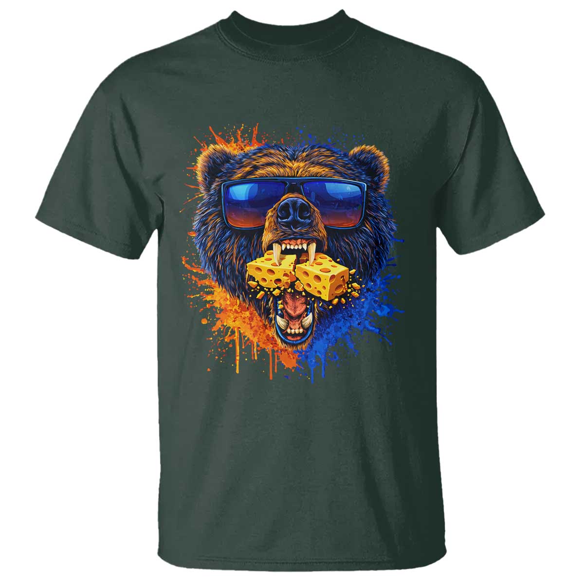 Angry Bear Lets Eat Cheese T Shirt CFB Game Day Sport Fan TS10 Dark Forest Green Print Your Wear