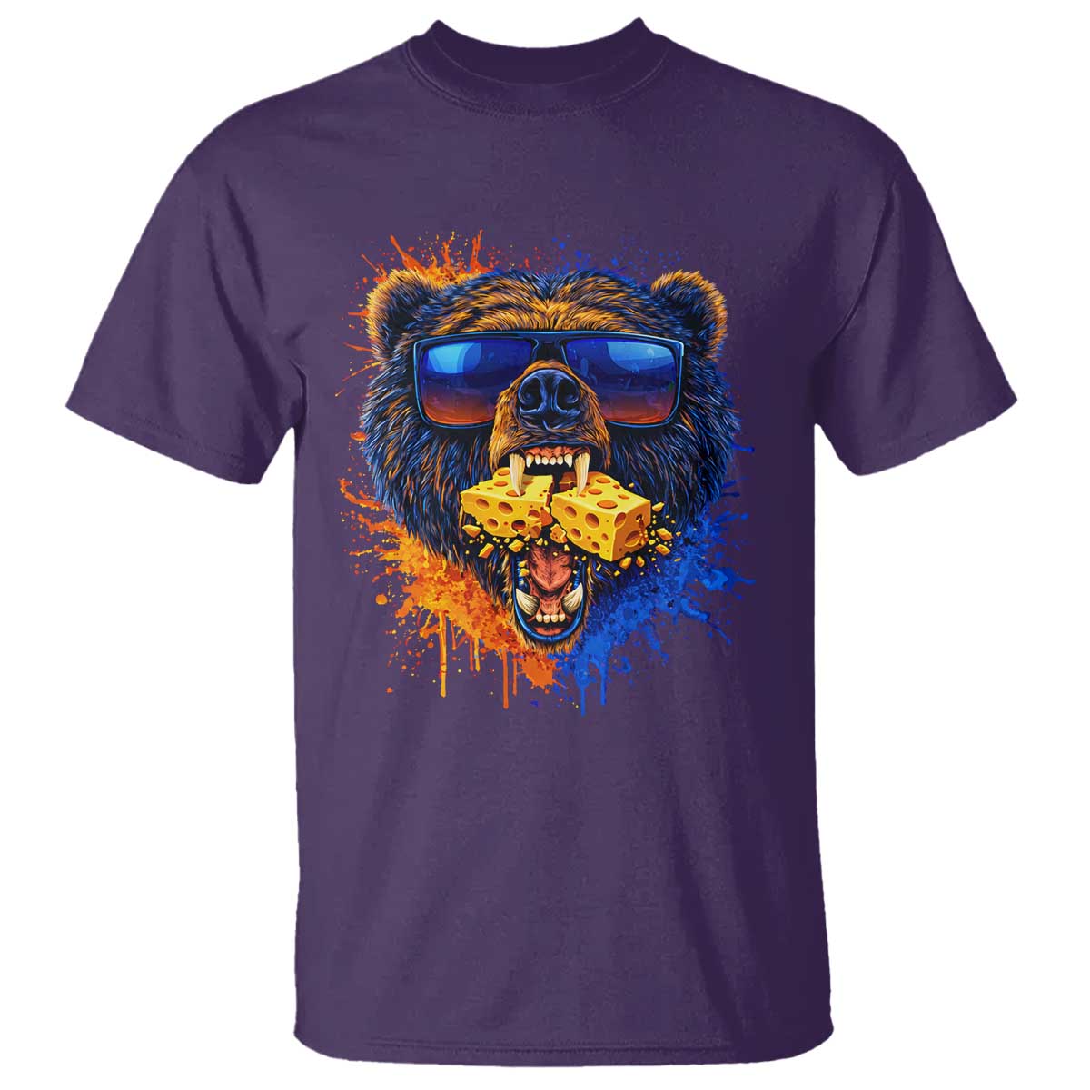 Angry Bear Lets Eat Cheese T Shirt CFB Game Day Sport Fan TS10 Purple Print Your Wear