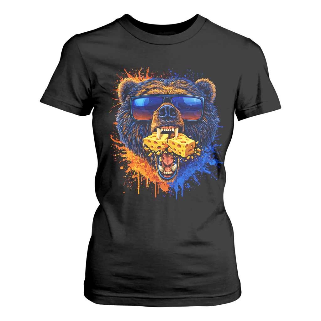 Angry Bear Lets Eat Cheese T Shirt For Women CFB Game Day Sport Fan TS10 Black Print Your Wear