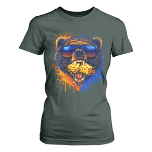 Angry Bear Lets Eat Cheese T Shirt For Women CFB Game Day Sport Fan TS10 Dark Forest Green Print Your Wear