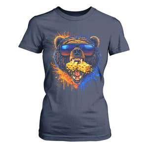 Angry Bear Lets Eat Cheese T Shirt For Women CFB Game Day Sport Fan TS10 Navy Print Your Wear