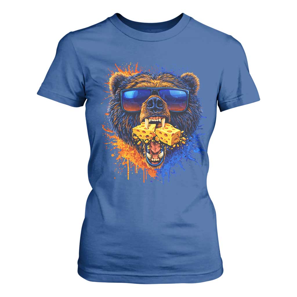 Angry Bear Lets Eat Cheese T Shirt For Women CFB Game Day Sport Fan TS10 Royal Blue Print Your Wear