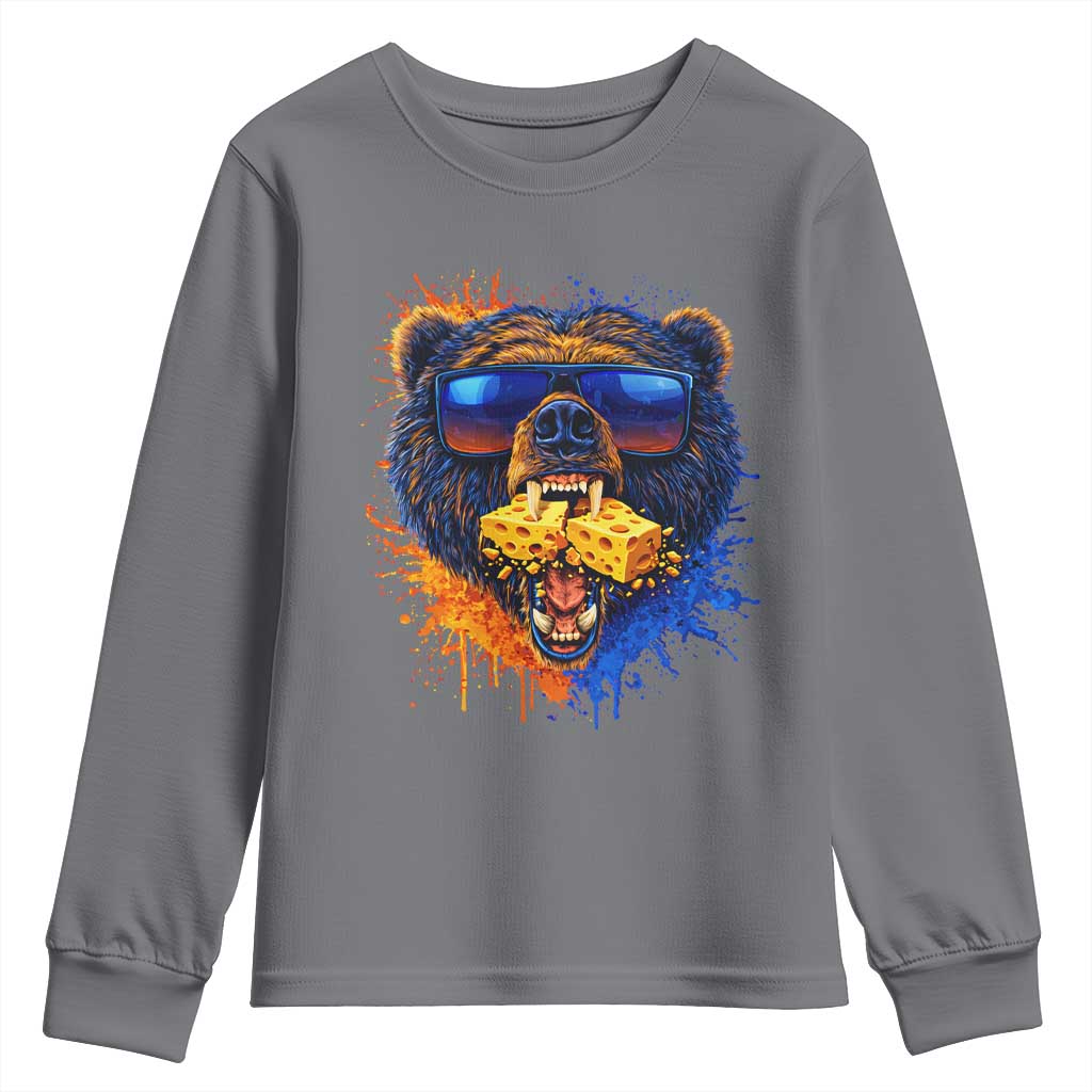 Angry Bear Lets Eat Cheese Youth Sweatshirt CFB Game Day Sport Fan TS10 Charcoal Print Your Wear