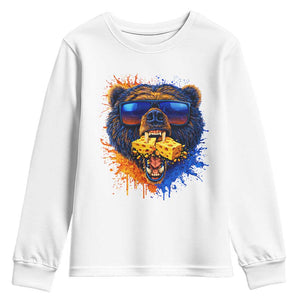 Angry Bear Lets Eat Cheese Youth Sweatshirt CFB Game Day Sport Fan TS10 White Print Your Wear