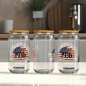 90th Birthday Glass Can Vintage 1936 90 Year Old Birthday USA Flag TS10 Print Your Wear