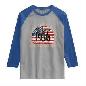 90th Birthday Raglan Shirt Vintage 1936 90 Year Old Birthday USA Flag TS10 Sport Gray Royal Print Your Wear