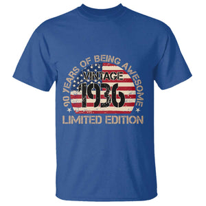 90th Birthday T Shirt - Vintage 1936 - 90 Year Old Birthday USA Flag TS10 Royal Blue Print Your Wear