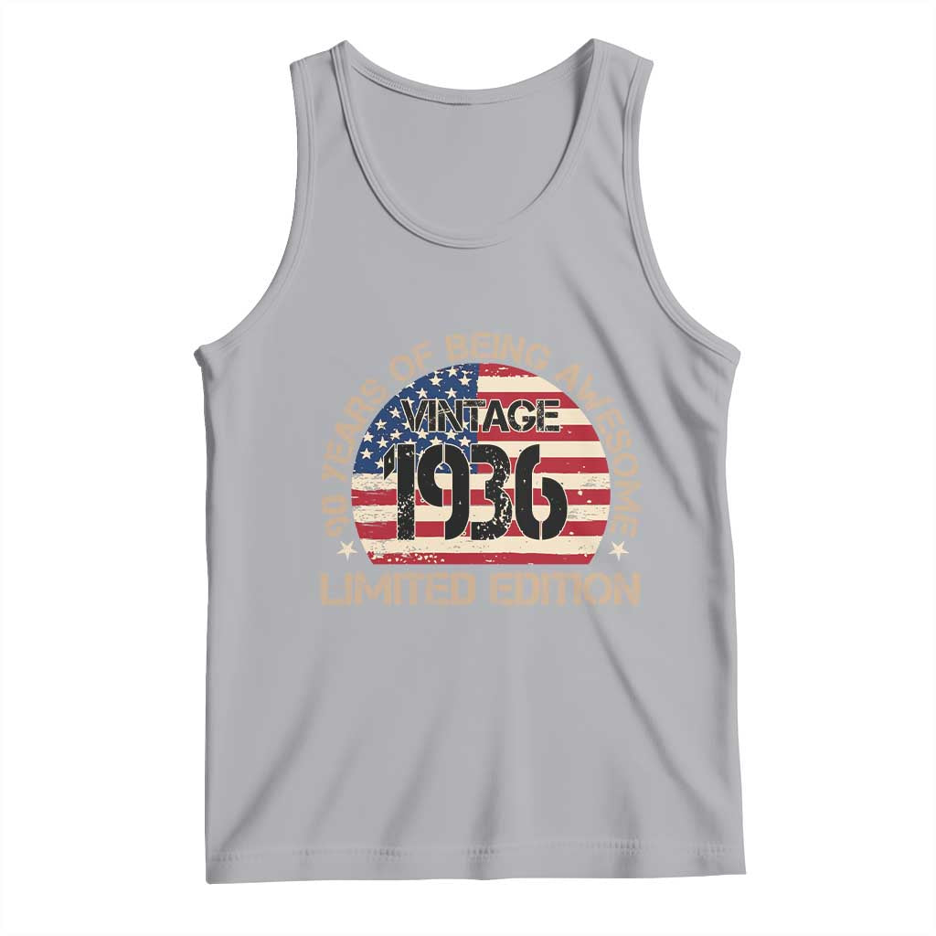 90th Birthday Tank Top Vintage 1936 90 Year Old Birthday USA Flag TS10 Athletic Heather Print Your Wear