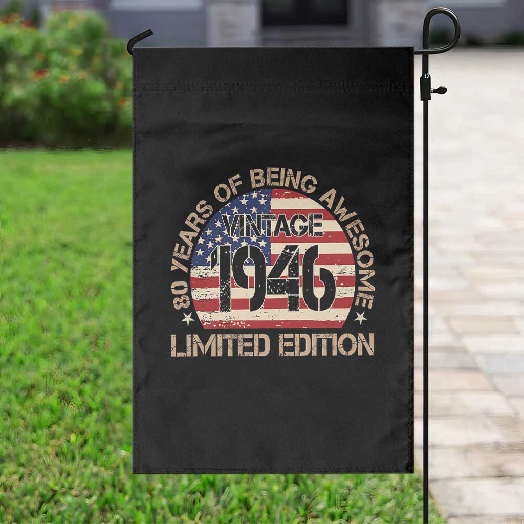 80th Birthday Garden Flag Vintage 1946 80 Year Old Birthday USA Flag TS10 Print Your Wear