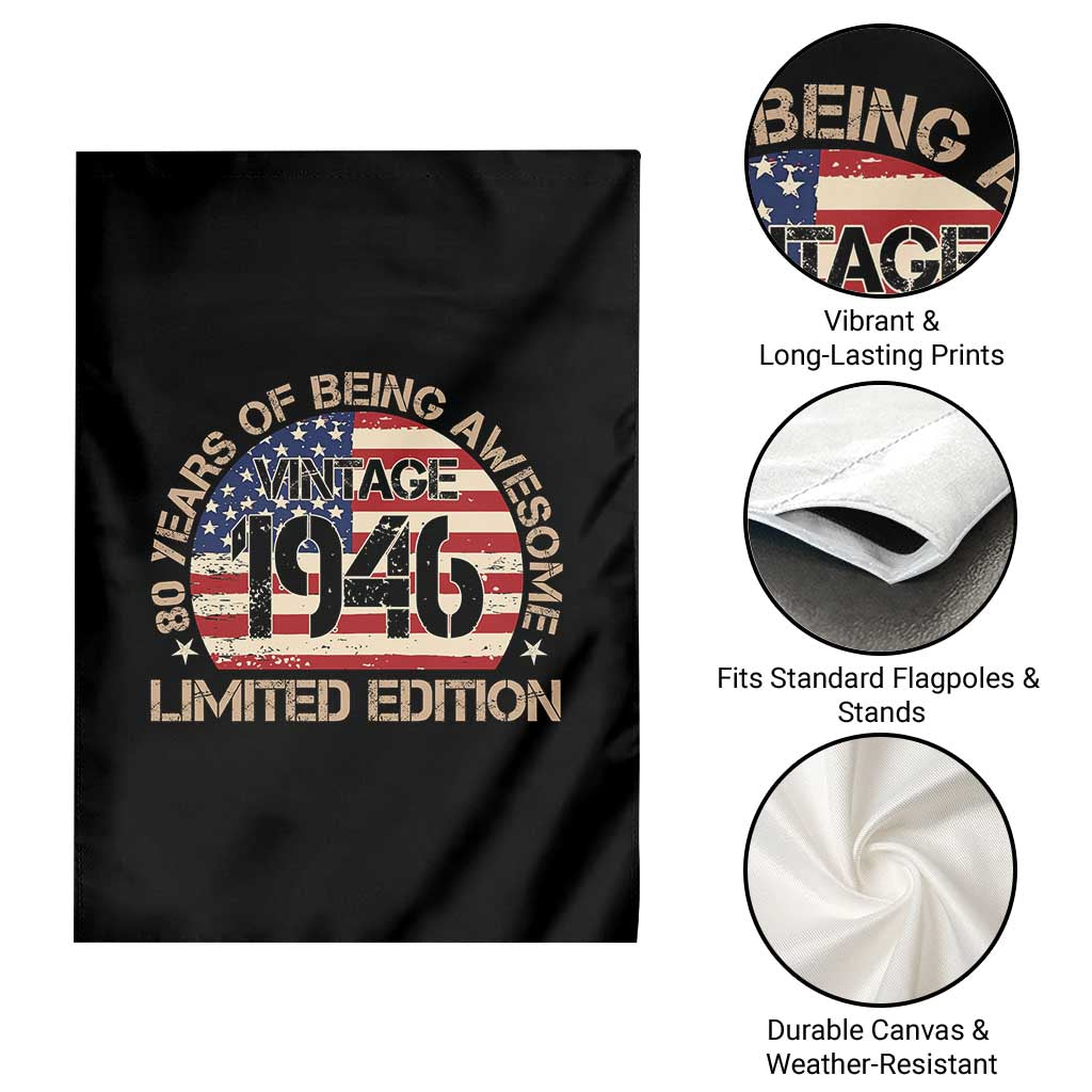 80th Birthday Garden Flag Vintage 1946 80 Year Old Birthday USA Flag TS10 Print Your Wear