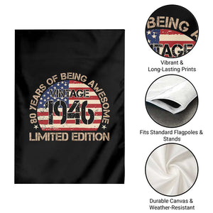 80th Birthday Garden Flag Vintage 1946 80 Year Old Birthday USA Flag TS10 Print Your Wear