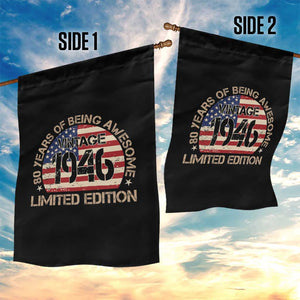 80th Birthday Garden Flag Vintage 1946 80 Year Old Birthday USA Flag TS10 Print Your Wear