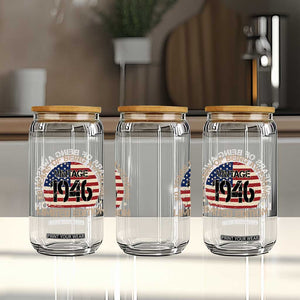 80th Birthday Glass Can Vintage 1946 80 Year Old Birthday USA Flag TS10 Print Your Wear