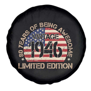 80th Birthday Spare Tire Cover Vintage 1946 80 Year Old Birthday USA Flag TS10 Print Your Wear