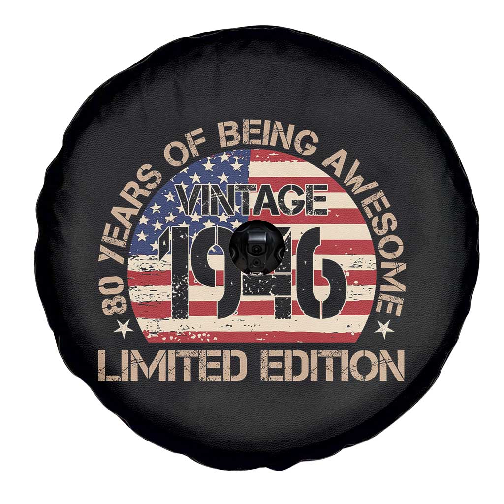 80th Birthday Spare Tire Cover Vintage 1946 80 Year Old Birthday USA Flag TS10 Print Your Wear