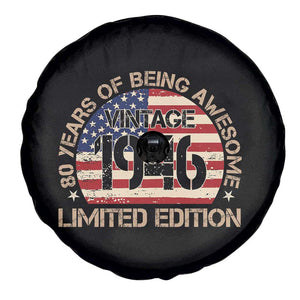 80th Birthday Spare Tire Cover Vintage 1946 80 Year Old Birthday USA Flag TS10 Print Your Wear