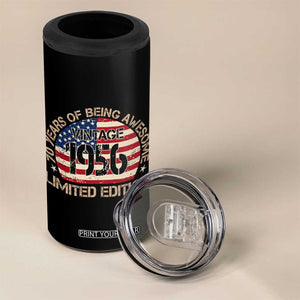 70th Birthday 4 in 1 Can Cooler Tumbler Vintage 1956 70 Year Old Birthday USA Flag TS10 Print Your Wear