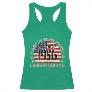70th Birthday Racerback Tank Top Vintage 1956 70 Year Old Birthday USA Flag TS10 Irish Green Print Your Wear