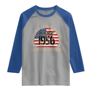 70th Birthday Raglan Shirt Vintage 1956 70 Year Old Birthday USA Flag TS10 Sport Gray Royal Print Your Wear