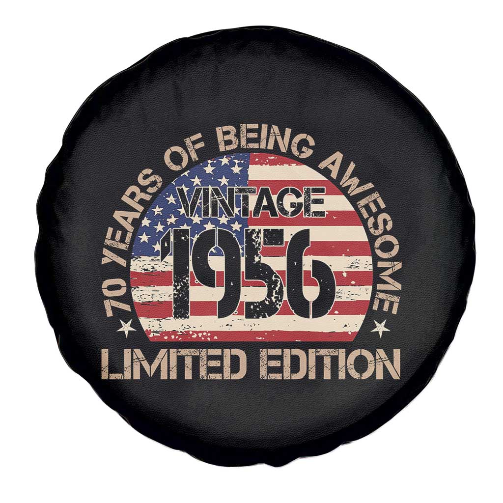 70th Birthday Spare Tire Cover Vintage 1956 70 Year Old Birthday USA Flag TS10 Print Your Wear