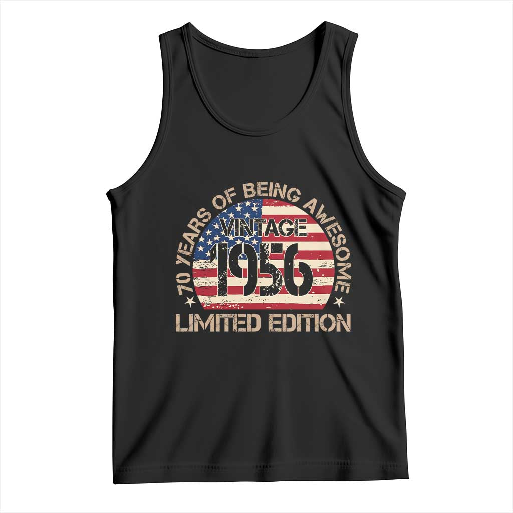 70th Birthday Tank Top Vintage 1956 70 Year Old Birthday USA Flag TS10 Black Print Your Wear