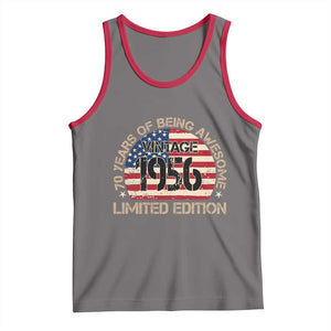 70th Birthday Tank Top Vintage 1956 70 Year Old Birthday USA Flag TS10 Deep Heather Red Print Your Wear