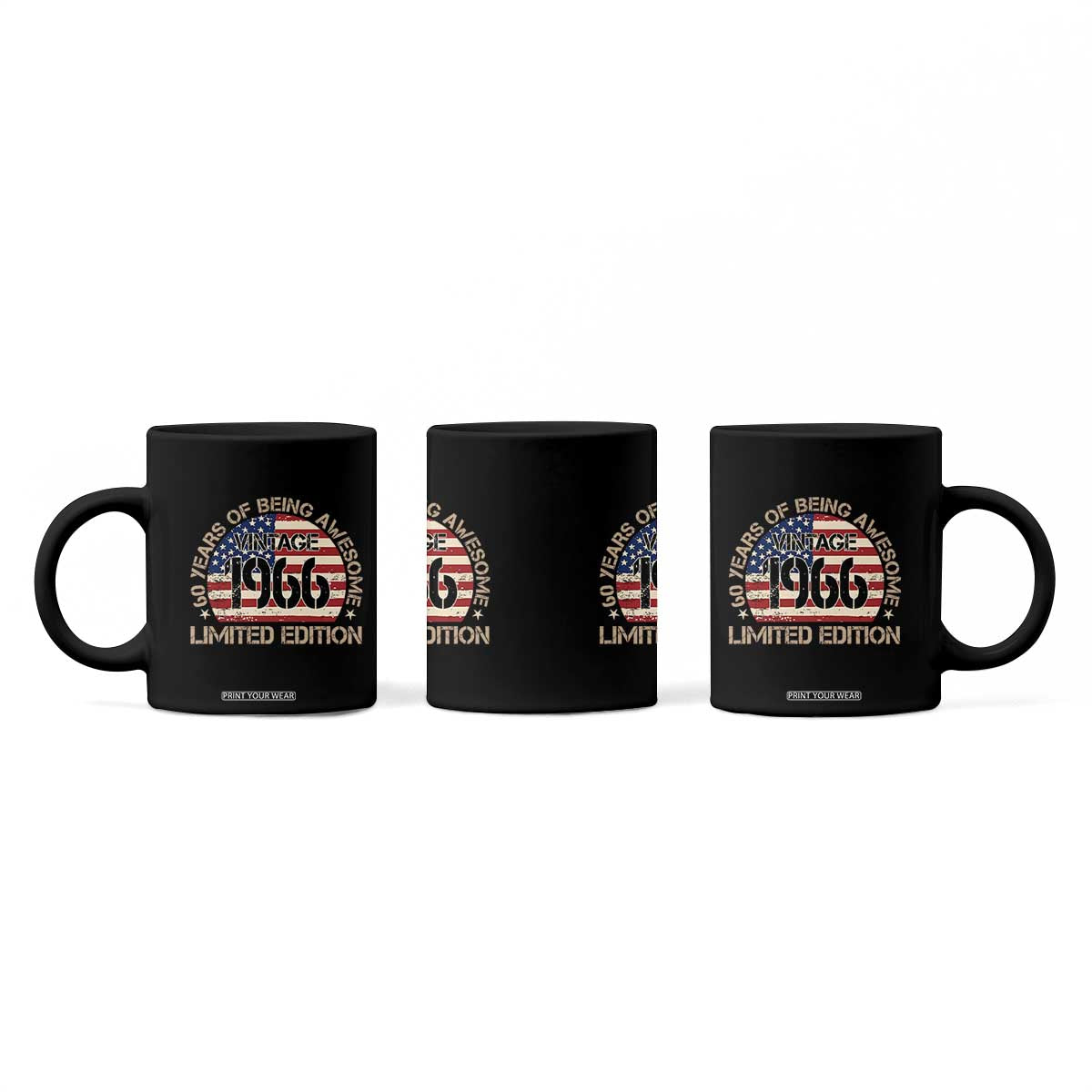 60th Birthday Coffee Mug Vintage 1966 60 Year Old Birthday USA Flag TS10 Print Your Wear