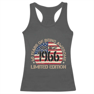 60th Birthday Racerback Tank Top Vintage 1966 60 Year Old Birthday USA Flag TS10 Dark Heather Print Your Wear